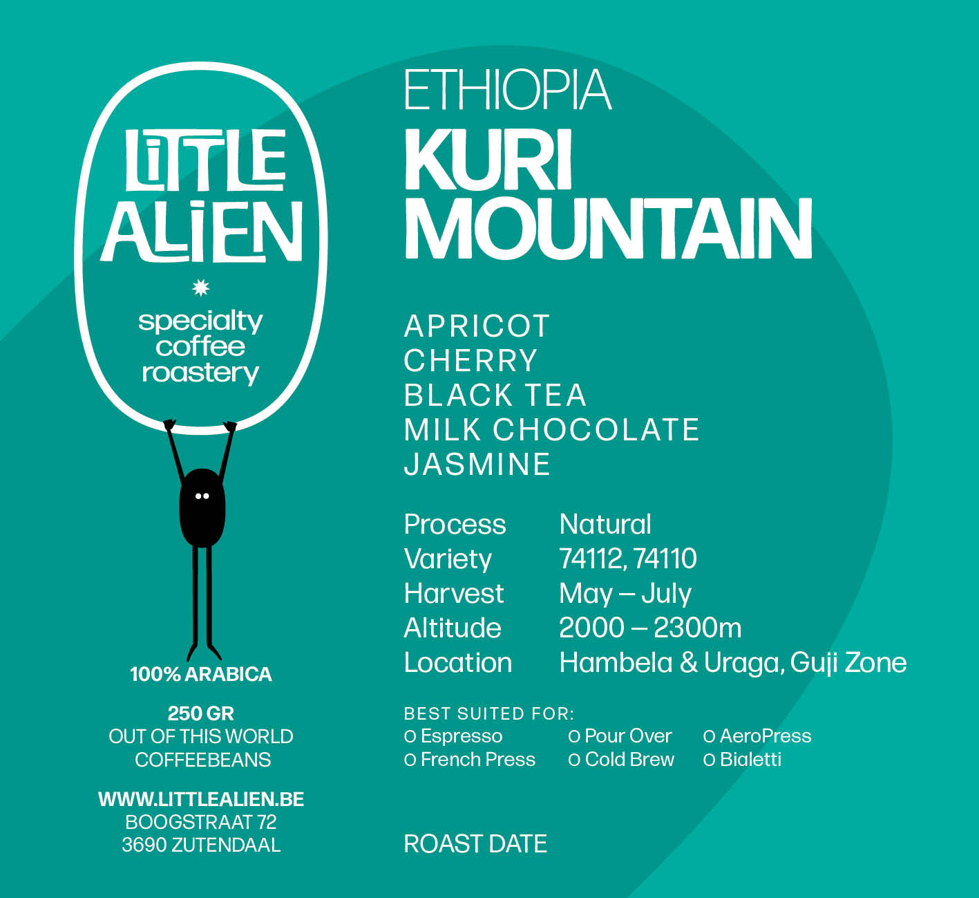 Ethiopia Kuri Mountain — vers gebrande Arabica koffiebonen