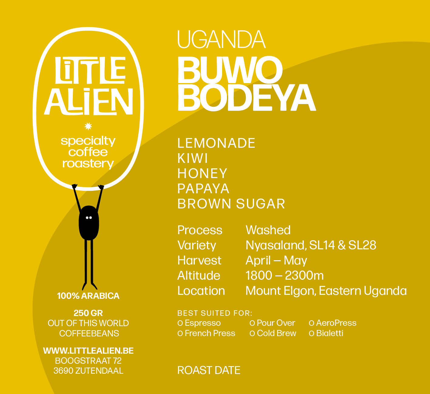 Uganda Buwobodeya — vers gebrande Arabica koffiebonen